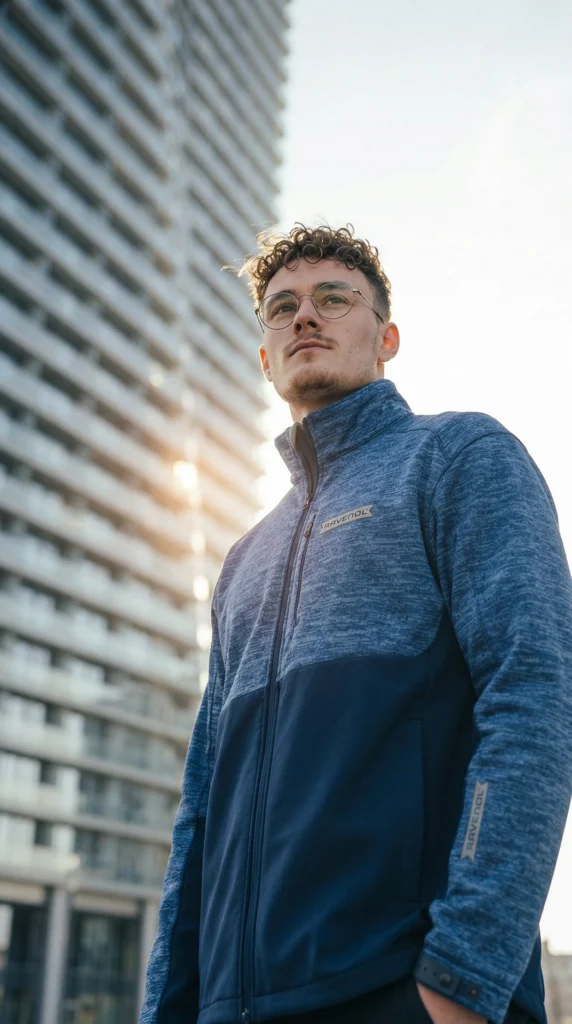 RAVENOL Kampagnenmotiv — KI-Komposition: Model in der Markenjacke